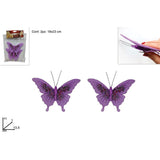 Farfalle C/Pinzetta Set 2Pz C/Perline E Glitter Viola 202310