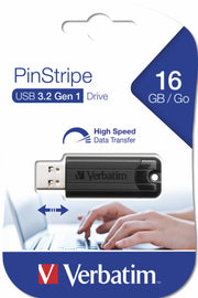 VERBATIM PEN DRIVE USB2.0 16G BLACK PINSTRIPE