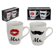 TAZZA NEW BONE CHINA, MR   MRS, CA. 10 X 8 CM, SET DA 2 IN C