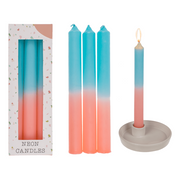 STICK CANDELE WITH COLOR GRADIENT, APRICOT/ TURQUOISE, CA. 2