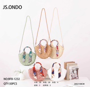 Borsa in paglia con foulard decorativo – Modello RFB-1232