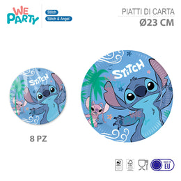 PIATTI DI CARTA 23CM STITCH E ANGEL
