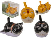 FIGURA MOBILE, GATTO SCODINZOLANTE CON CELLA SOLARE, A BASE