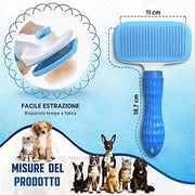 Spazzola morbida per cani e gatti, autopulente, con pallini in gomma che non graffiano l'animale, azzurra