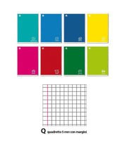 10 PZ Quaderno Colorface 100GR Quadrettatura Q 5mm Con Margine