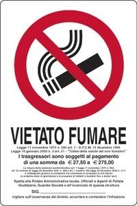 CARTELLO VIETATO FUMARE  LEGGE 11 NOVEMBRE 1975