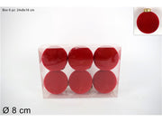 PALLA 8CM FLOCCATE 6PZ ROSSE IN BOX PVC