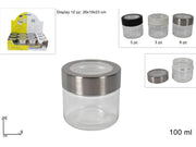 BARATTOLO VETRO 100ML C/ TAPPO METALLO IN DISPLAY (F. 0,175)