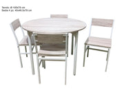 TAVOLO TONDO 100 CM   4 SEDIE IN LEGNO COLORE TORTORATC0136R