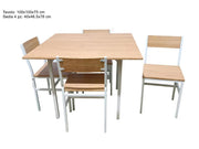 TAVOLO TONDO 100 CM   4 SEDIE IN LEGNO COLORE MARRONE TC0136