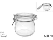 BARATTOLO VETRO TONDO 500ML CON TAPPO ERMETICO (F.0.38)