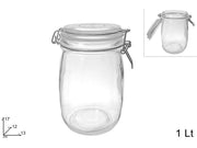 BARATTOLO VETRO TONDO 1LT CON TAPPO ERMETICO (F.0.475)