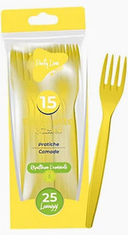 FORCHETTE PP RIUTILIZZABILE 15PZ GIALLO