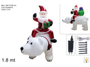 ORSO C BABBO NATALE GONFIABILE C PROIETTORE E MOVIMENTO