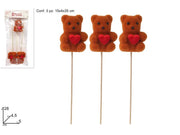 SPILLONI ORSETTO 28 CM MARRONI CON CUORE SET 3PZ