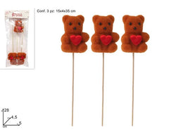 SPILLONI ORSETTO 28 CM MARRONI CON CUORE SET 3PZ