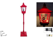 LAMPIONE ROSSO 185CM C BABBO NATALE C MOVIMENTO NEVE LUCE MU