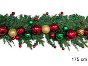 GHIRLANDA 175CM C/PALLE COLORATE ROSSO/ORO/VERDE XY24-134/R
