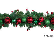 GHIRLANDA 175CM C/PALLE COLORATE ROSSO/VERDE XY24-134/R GREE