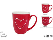 TAZZONE 360 ML PORCELLANA ROSSO C CUORE 2 ASS (F. 0.580)