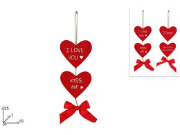 APPENDINO 2 CUORI IN LEGNO CON SCRITTA 2ASS