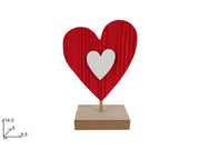 DECORAZIONE CUORE IN LEGNO 14.5 C BASE IN LEGNO