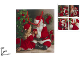 BUSTA REGALO 42X48X16 CM E SCENARIO NATALIZIO CON VELLUTO RO