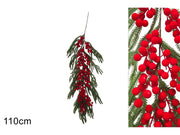GHIRLANDA 110CM C BACCHE ROSSE IN VELLUTO