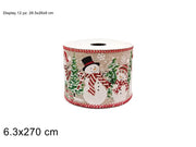 NASTRO 6.3X270CM EFFETTO JUTA CON DECORO PUPAZZI DI NEVE