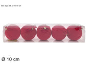 PALLA 10CM EFFETTO VELLUTO ROSSO C FIOCCO SET 5PZ IN BOX PVC