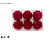 PALLE 8 CM 6 PZ FLOCCATA BORDEAUX IN BOX PVC