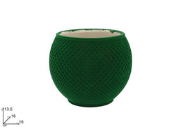 VASO CERAMICA BOMBATO EFFETTO FLOCCATO VERDE
