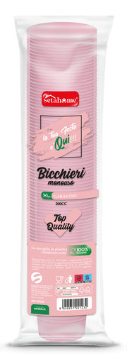 BICCHIERI MONOUSO ROSA 200CC CF 50PZ