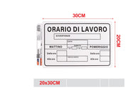 CARTELLO 20*30CM ORARIO DI LAVORO