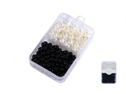 DOPPIA GRIGLIA PERLATA LUCIDA 8MM BIANCO PERLA NERO 50G