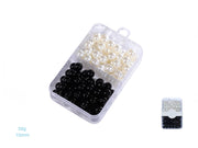 DOPPIA GRIGLIA PERLATA LUCIDA 10MM BIANCO PERLA NERO 50G