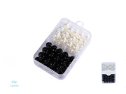 DOPPIA GRIGLIA PERLATA LUCIDA 12MM BIANCO PERLA NERO 50G