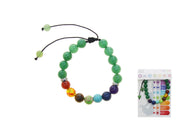 BRACCIALE IN CORDA MOBILE IN PIETRA NATURALE CON SETTE CHAKR