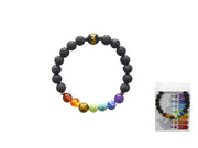 BRACCIALE CON TRE FILI DI PIETRA CASUALI IN PIETRA VULCANICA
