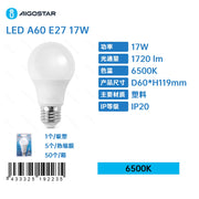 LED A5 A60(17W,E27,6400K)