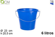 SECCHIO IN PP BLU CON MANICO IN FERRO 6 L.