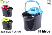 SECCHIO RETTANGOLARE IN PLASTICA NERA CON STRIZZATORE COLORA