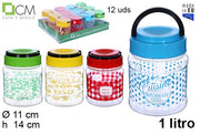 BARATTOLO IN PLASTICA DECORATO CON MANICO 1 L.