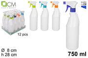 BOTTIGLIA IN PLASTICA BIANCA CON SPRUZZATORE 750ML