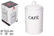 BARATTOLO DA CUCINA CON COPERCHIO IN CERAMICA BIANCA CAF