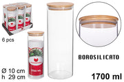 BARATTOLO IN BOROSILICATO CON COPERCHIO IN BAMBU 1.700 ML
