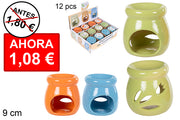 BRUCIATORE TONDO IN CERAMICA COLORI ASSORTITI FIORI DECORATI
