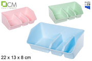 PORTA SPUGNETTE IN PLASTICA A 3 SCOMPARTI IN COLORI PASTELLO