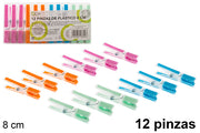 PACK 12 PINZETTA IN PLASTICA COLORATA 8 CM