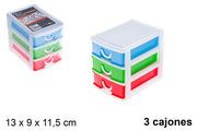 MINI CASSETTIERA IN PLASTICA COLORATA 3 CASSETTI